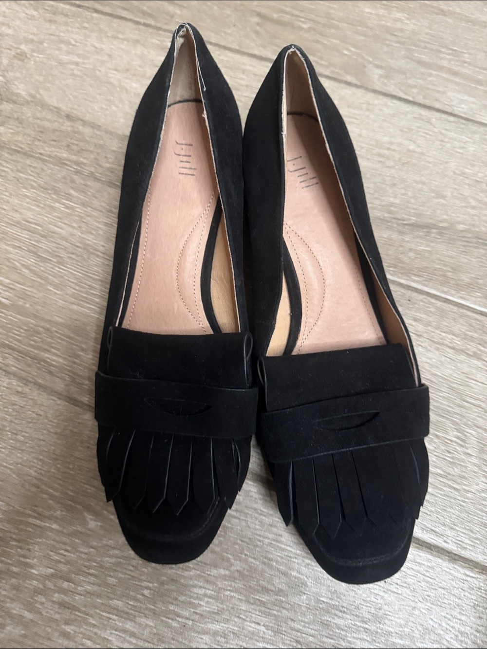 J. Jill Black Suede Fringe Penny Loafers